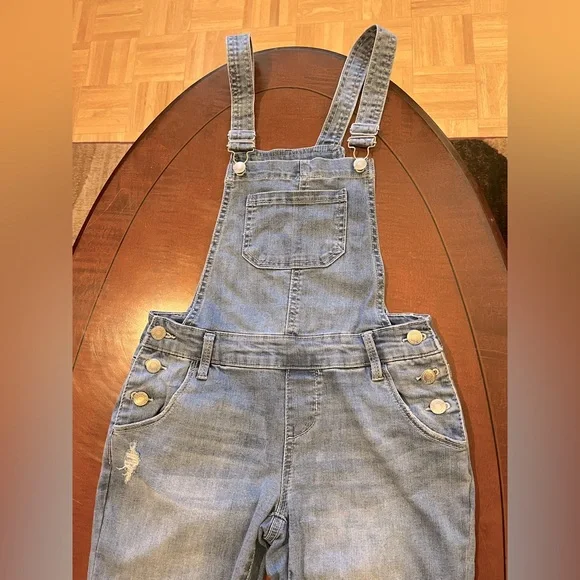 Ripped skinny jeans overalls/ jumpsuit. 5 pockets, adjustable straps. Blue. sz S - Picture 3 of 10